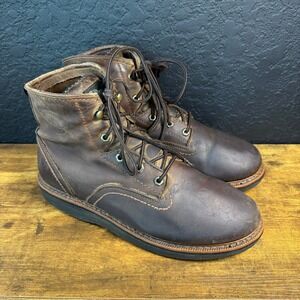 Georgia Boot GB00154AC Brown Leather 6 Inch Wedge Sole Work Boots Mens 12M VTG
